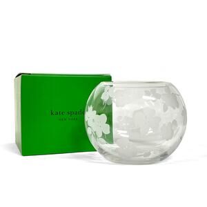 kate spade new york Spring Pansies Glass Petite Rose Bowl New Clear Round Vase